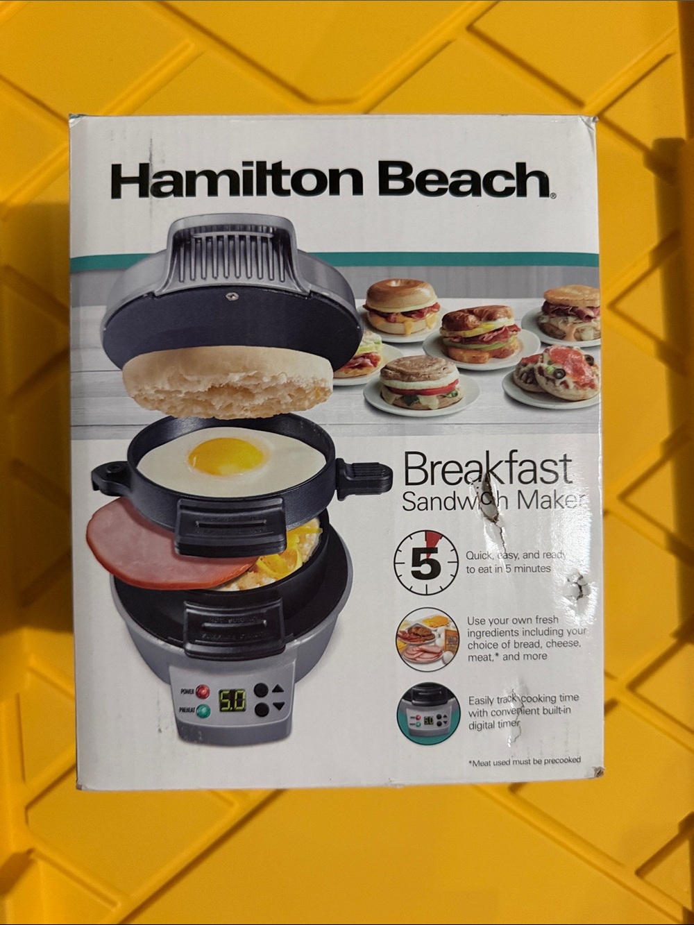 Hamilton Beach Black and Silver Breakfast Sandwich Maker